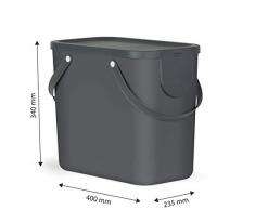 Rotho Albula Mülltrennungssystem für Küche / Set 3fach / Mülleimer 25L / Kunststoff braun blau anthrazit 3x 25 Liter