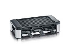SEVERIN RG 2676 Raclette-Partygrill mit Wendegussplatte (800 W, Inkl. 6 Pfännchen und Holzschabern)