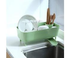 Haunen Geschirr Abtropfgestell, Abtropfgestell mit Abtropfschale Geschirrabtropfgitter mit schwenkbarem Ausgießer für Küche, Kunststoff, 39,5 x 19 x 14cm