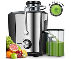 Entsafter für Obst und Gemüse, Aicook Zentrifugaler Entsafter Juicer in Edelstahl, 65MM Breiter Mund, 2 Geschwindigkeitsstufen, Überhitzungsschutz, Edelstahlgehäuse, BPA frei