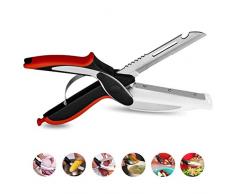 6 in 1 Küchenschere Edelstahlschere mit Anti-Rutsch-Griff, Mehrzweck-Schere, Allzweck-Schere, Vielzweck-Scher, Eingebautes Schneidebrett, Flaschenöffner Obst Gemüsepeeling Schaber Schneidbares Fleisch