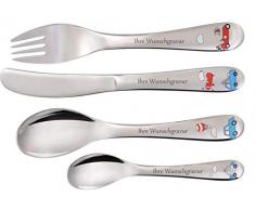 TR GRÄWE Kinderbesteck 4-TLG. Autos, mit Namensgravur