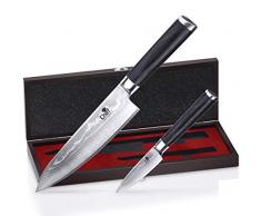 ChefMe! Damastmesser Set VG10 67 Lagen mit Micarta Griff, Kochmesser Officemesser