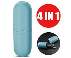 JackWish Reise Wasser Becher Set,Kreativer Zahnputzbecher Zahnbürstenhalter für Zahnbürsten und Zahnpasta,Geeignet für Camping Reisen,Wandern,Geschäftsreisen,Zuhause (Hellblau)