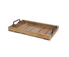 Vintage-Knietablett aus Holz mit Griffen, Latten-Design, Retro-Stil, Braun M