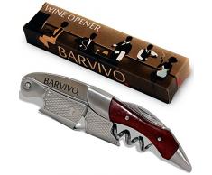 BARVIVO Professioneller Korkenzieher - Allround-Flaschenöffner für Bier-, Wein- & Folienflaschen - Zuverlässiges Werkzeug aus Edelstahl & natürlich Rote Birne Holz- Für Sommeliers, Kellner & Barkeeper