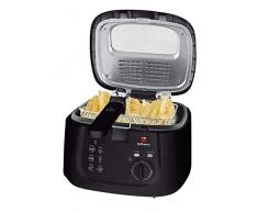 Edelstahl Fritteuse mit 2,5 Liter | Temperatur bis 190°C stufenlos einstellbar | Öl-Füllmenge: max. 2,5 L | Deckel mit Sichtfenster | Geruchs-Filter | Cool Touch | Fritöse Friteuse Schwarz