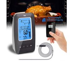 hausmelo Fleischthermometer Funk Bratenthermometer Küchenthermometer Haushaltsthermometer mit Langer Sonde/Digital LCD Display/Alarmfunktion, Grillthermometer für BBQ, Braten, Kochen, Baby-Ernährung