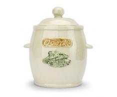 GÄRTOPF Steinzeug Sauerkrauttopf Gurkentopf Rumtopf Tontopf mit DECKEL 5 L creme