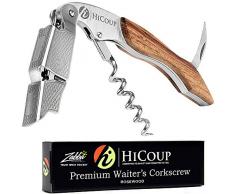 Kellnerkorkenzieher von HiCoup - Multifunktionaler Premium-Korkenzieher mit Palisanderholz, Flaschenöffner und Folienschneider (Rosewood)
