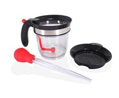 Wecker Fett-Trennkanne 1 Liter mit integriertem Abzug und Ventil inklusive Bratenspitze