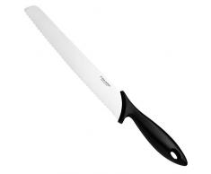 Fiskars Brotmesser mit Wellenschliff, HRC53, Kunststoff/Edelstahl, Klingenlänge: 23 cm, Schwarz/Silber, Essential, 1023774