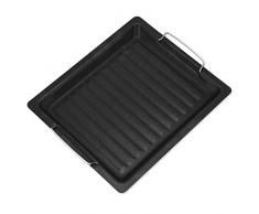JANRON Grillpfanne Antihaft, Edelstahl Beschichtet, Keramikbeschichtung, Gusseisen Gusspfanne Pfanne Grillzubehör für Gasgrill oder Kohlegrill. für Outdoor, Camping, Schwarz - 30X25CM