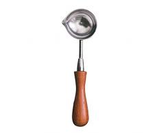 Bonarty Holzgriff Gießlöffel Schmelztiegel Löffel Wachssiegel Löffel Wax Stempel Für Umschlägen, Einladungsschreiben - 9,5 x 2,8 x 1 cm