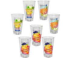 alles-meine.de GmbH 6 TLG. Set - Trinkgläser - Sommer & Urlaubs Motive - 310 ml - aus Glas - Gläserset - Cocktailgläser - bunt / Sommergläser - 6 teilig - Partybecher - Party..