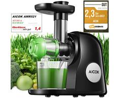 Slow Juicer, Aicok BPA-frei Entsafter Gemüse und Obst, Leistungsstarker Ruhiger Motor & Umkehrfunktion & Saftkanne & Reinigungsbürste, Leicht zu Reinigen, inkl. Rezepte, Ersatzfilter, Tresterbecher