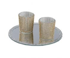 Riyashop Spiegel Dekoteller Spiegeltablett Tablett Kerzenhalter Mirror Deko Teller RUND