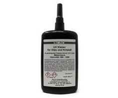Ber-Fix® 250g UV Kleber Spezial Glas mit Lampe dickflüssig | UV Taschenlampe 21 Led | extra stark für Glas und Metall | lichthärtender und transparenter Klebstoff | Qualitätsprodukt aus Berlin