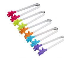 Multifunktionale Mini-Greifzange für Nahrungsmittel, 5 Stück Mini-Zange mit perfekt gestalteten Silikon-Handform Zange beste Küchenhelfer für BBQ, Süßes, Eiswürfel, Salat,Zufällige Farbe (Style-1)
