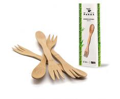 My Little Panda 21cm 4er Pack Mit 4 Doppelendigen Wiederbenutzbaren Bambus Sporen (Göffel), Biologisch Abbaubares Besteck