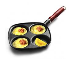 MAIFENGLE Spezialpfanne für Spiegeleier 24cm Gusseisen, 4 Gitter, Antihaft Beschichtung, schwarz