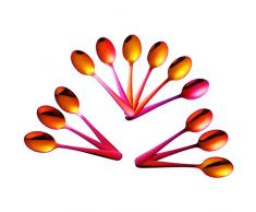 Buyer Star Pack 12 Kaffeelöffeln Teelöffel Edelstahl Magic Rainbow Red Mini Löffel für Kuchen Dessert Obst Espresso Demitasse EIS Gebäck