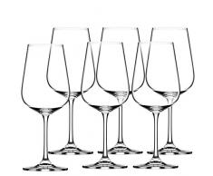 KADAX Rotweingläser aus Kristallglas, 6er Set, 450ml, schöne Weingläser mit hohe Stiel, Rotweinkelche für zu Hause, Party, hochwertige Qualität, breiter Untersetzer