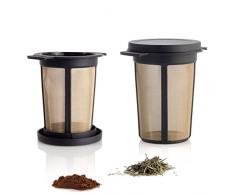 Finum BREWING BASKET Dauerfilter für Tee und Kaffee - Permanentfilter mit Gewebe aus Edelstahl - Teefilter und Kaffeefilter - Tassen Filteraufsatz Größe L, schwarz