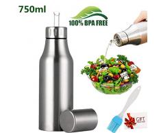 Nifogo Ölflasche Edelstah Öl & Essig Spender Ölbehälter Auslaufsicher Öl Flasche, 750ML Olivenöl Flasche mit Release Ausgießer für Öl Essig Soja-Sauce Salat Dressing (1PCS, 750ML)
