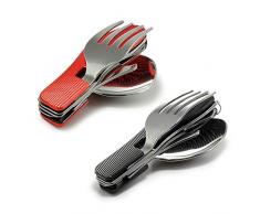 Ukainiemai 2er-Pack Knurled Aluminiumhandgriff Travel Besteckset Tragbare Edelstahl-Geschirr (Messer, Gabel, Löffel, Flaschenöffner etc.)