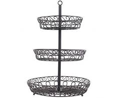 ESPADA Etagere - Obst Etagere 3 stöckig - dekorativer Obstkorb Vintage - schwarz (36 x 36 x 52 cm)