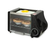 HIGHKAS Mini-Backofen mit Kochfeld Grill, Elektro-Backofen Mini, Tischherd mit Backofen, Glastür nach Oben unten klappen, Glastürgriff umlegen, 15-Minuten-Zeitschaltuhr, mit Bratpfanne, Gelb