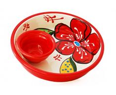 Handgefertigte Spanische Oliven-Schale (Blumenmuster)