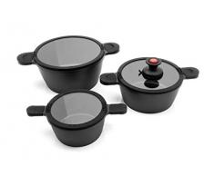 Karcher Topfset Toni aus Aluguss – Induktionstöpfe mit Glasdeckel und praktischem Sauggriff – 7-teilig