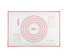 Silikonmatte Silikon Backmatte Baking Mat BPA frei Nonstick mit Messungen Fondant Teig Gebäck Backmatte, 60 * 40cm (Rot +Teigschneider)