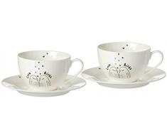 Zauberwerk Cappuccino-Set Lovebirds, 4-teilig, 250 ml, Porzellan