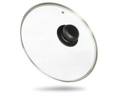 Kerafactum® Topf Pfannen Deckel aus Glas Topfdeckel Pfannendeckel Glasdeckel mit Kunststoffgriff, Edelstahlring und Entlüftungsloch in verschiedenen Größen und Farben (32, schwarz)