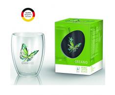 Creano doppelwandiges Tee-Glas, Latte Macchiato, Thermobecher Schmetterling | 250ml in exklusiver Geschenkbox (Grün)