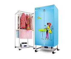 Tragbarer Wäschetrockner Wäschetrockner, Home Double-Layer-Fernbedienung Stummschaltung Baby-Spezial-Induktion Schnell trocknende Timing-Programmierung für elektrische Trockner Heizung, 1500W, blau Sc
