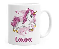 SpecialMe® Kinder-Tasse Kunststoff Einhorn personalisierte Namenstasse für Kinder Jungen Mädchen weiß Kunstoff-Tasse
