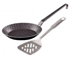 GRÄWE Schmiedeeiserne Bratpfanne Ø 20 cm, mit Hakenstiel, inkl. Pfannenwender - Made in Germany