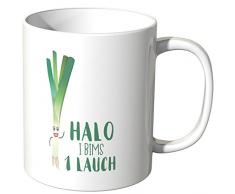 JUNIWORDS Tasse mit dem Schriftzug - Wähle eine Farbe - Halo I bims 1 Lauch - Weiß