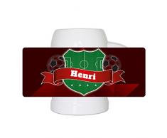Fußball-Bierkrug mit Namen Henri und schönem Fußball-Wappen - Fan-Bierkrug personalisiert - Deutschland-Krug - Bierhumpen