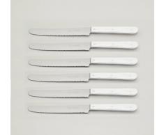 Tafelmesser Tischmesser 6 x Vespermesser imitiertes Perlmutt ondasilk rund mit Welle /// Messer Solingen Griffe Perlmutt dreifach genietet