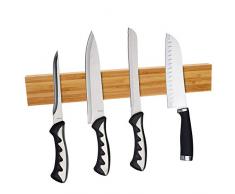 Amasawa Magnetische Messerhalter, Massive Bambusholz Wandbehang Messerklinge für den Mehrzweckeinsatz als Messermagnet, Messer Rack, Magnetische Aufbewahrungstasche 16 Zoll