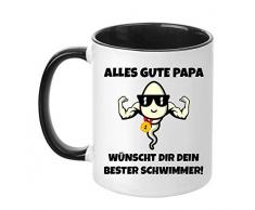 TassenTicker - Alles Gute Papa. Wünscht dir Dein Bester Schwimmer - Geschenk - Vatertag - Kaffeetasse - Tasse für Männer - lustig - Geburtstag - Geschenkidee (Schwarz)