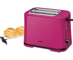 Clatronic TA 3554 Kompakter 2-Scheiben Toaster, Brötchenaufsatz (abnehmbar), Aufwärm, Auftau Schnellstoppfunktion, stufenlos einstellbarer Bräunungsgrad, Krümelschublade, Brombeer