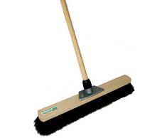 BawiTec Naturhaar Rosshaarbesen mit Schraubhalter und Stiel 50cm 120cm Rosshaar weich schwarz Zimmerbesen