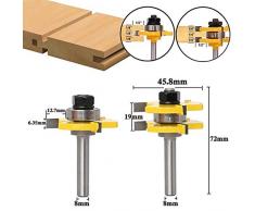 Nologo KUQIQI 2pcs 8mm Schaft Fräser Federnut Fräser Bohren Fräsen Tranchierbesteck Holzbearbeitung Zubehör,Hohe Qualität