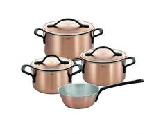 RÖSLE CHALET Topfset, 4-tlg., Kupfer-Mehrschichtmaterial, matt, mit Deckel, Kochtopf, Sauteuse, Innenskalierung, induktionsgeeignet